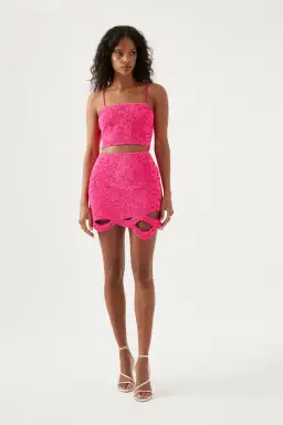 Aje Catara Skirt and Evelyn Crop Top Pink Size XXS/Au 4 for rent on The Volte - image 1
