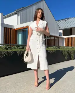 Aje Celine Utility Midi Dress Ivory Size 4 for rent on The Volte - image 1