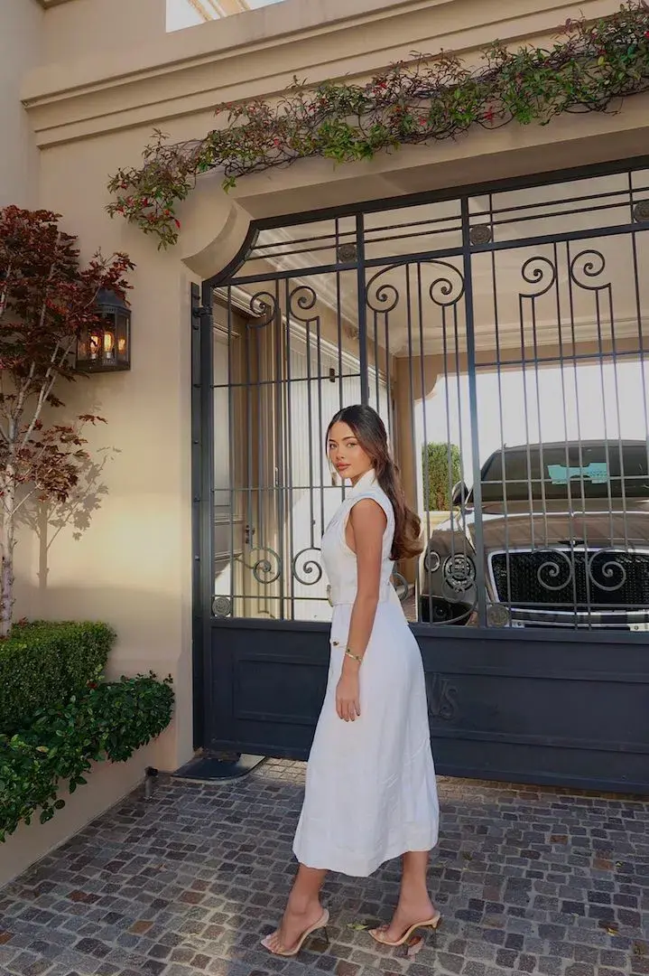 Aje Celine Utility Midi Dress Ivory Size 4 for rent on The Volte - main image