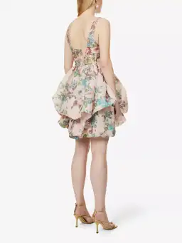 Zimmermann Matchmaker Drape Mini Dress Pink Barkcloth Floral Size 0 / AU 8 for rent on The Volte - image 3