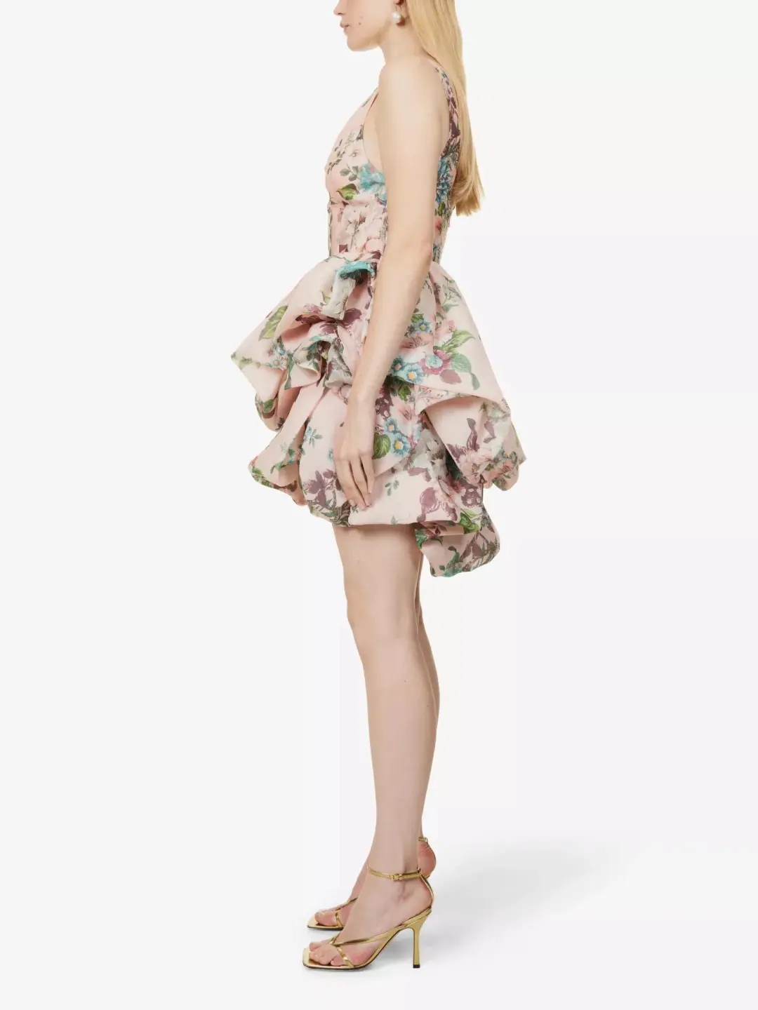 Zimmermann Matchmaker Drape Mini Dress Pink Barkcloth Floral Size 0 / AU 8 for rent on The Volte - main image