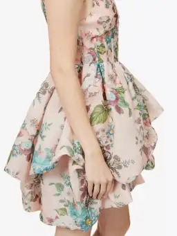 Zimmermann Matchmaker Drape Mini Dress Pink Barkcloth Floral Size 0 / AU 8 for rent on The Volte - image 4