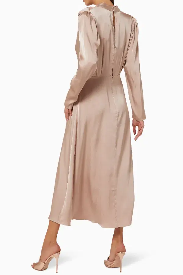 Anine Bing Kim Silk Dress Beige Size S / AU 8 - Image 3