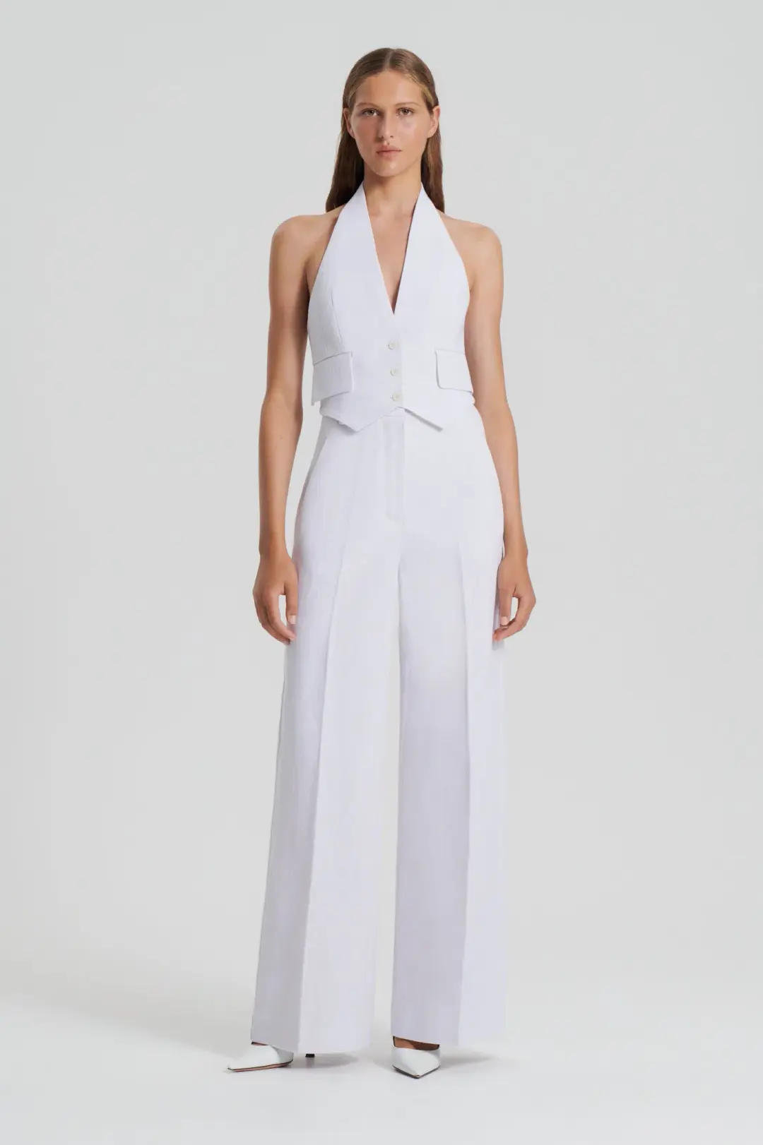 Scanlan Theodore Linen Drape Leg Trouser in Tinted Grey Size AU 10 for rent on The Volte - main image