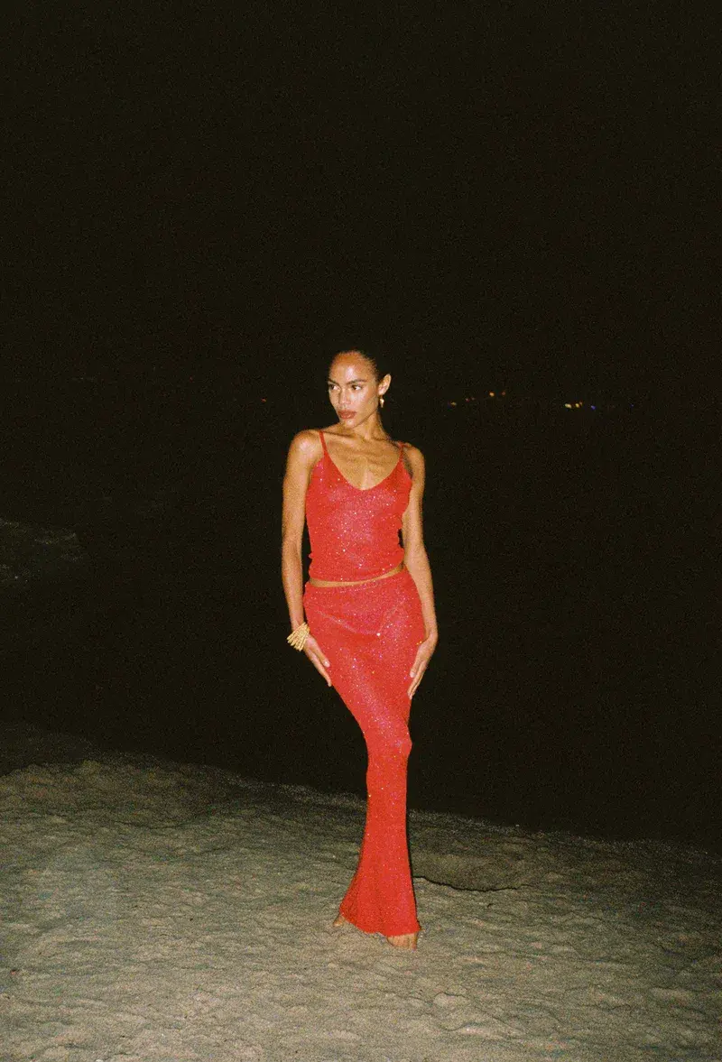 Asta Resort Carolina Camisole and Skirt Set in Rossa Sequin Size M / AU 10 for rent on The Volte - main image