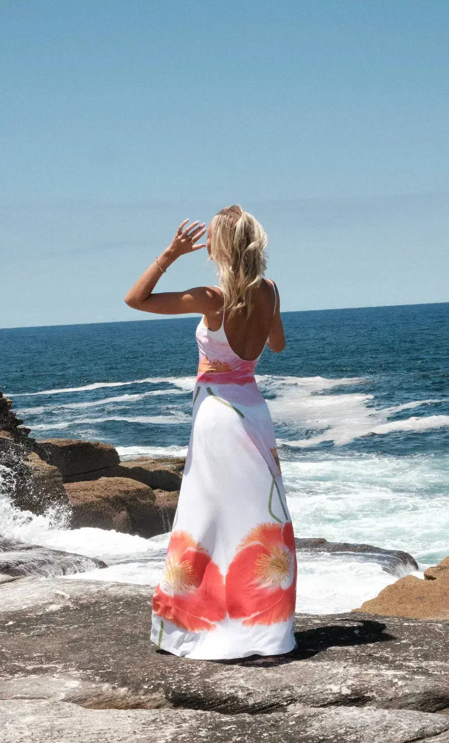 With Harper Lu Low Back Maxi Dress in Poppy Size 8 for rent on The Volte - main image