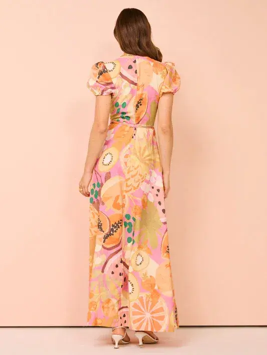 By Nicola Havana Wrap Maxi Dress Fruit Punch Print Size 14 for rent on The Volte - main image