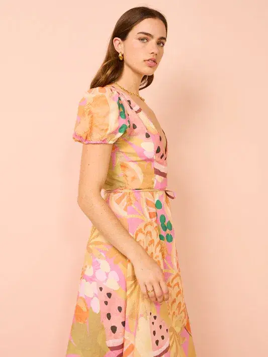 By Nicola Havana Wrap Maxi Dress Fruit Punch Print Size 14 for rent on The Volte - main image