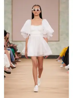 Aje Astrid Tie Back Mini Dress Ivory Size AU 6