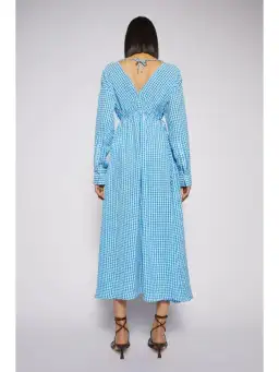 Scanlan Theodore Gingham V Neck Dress Aqua Blue Size AU 10 for rent on The Volte - image 2