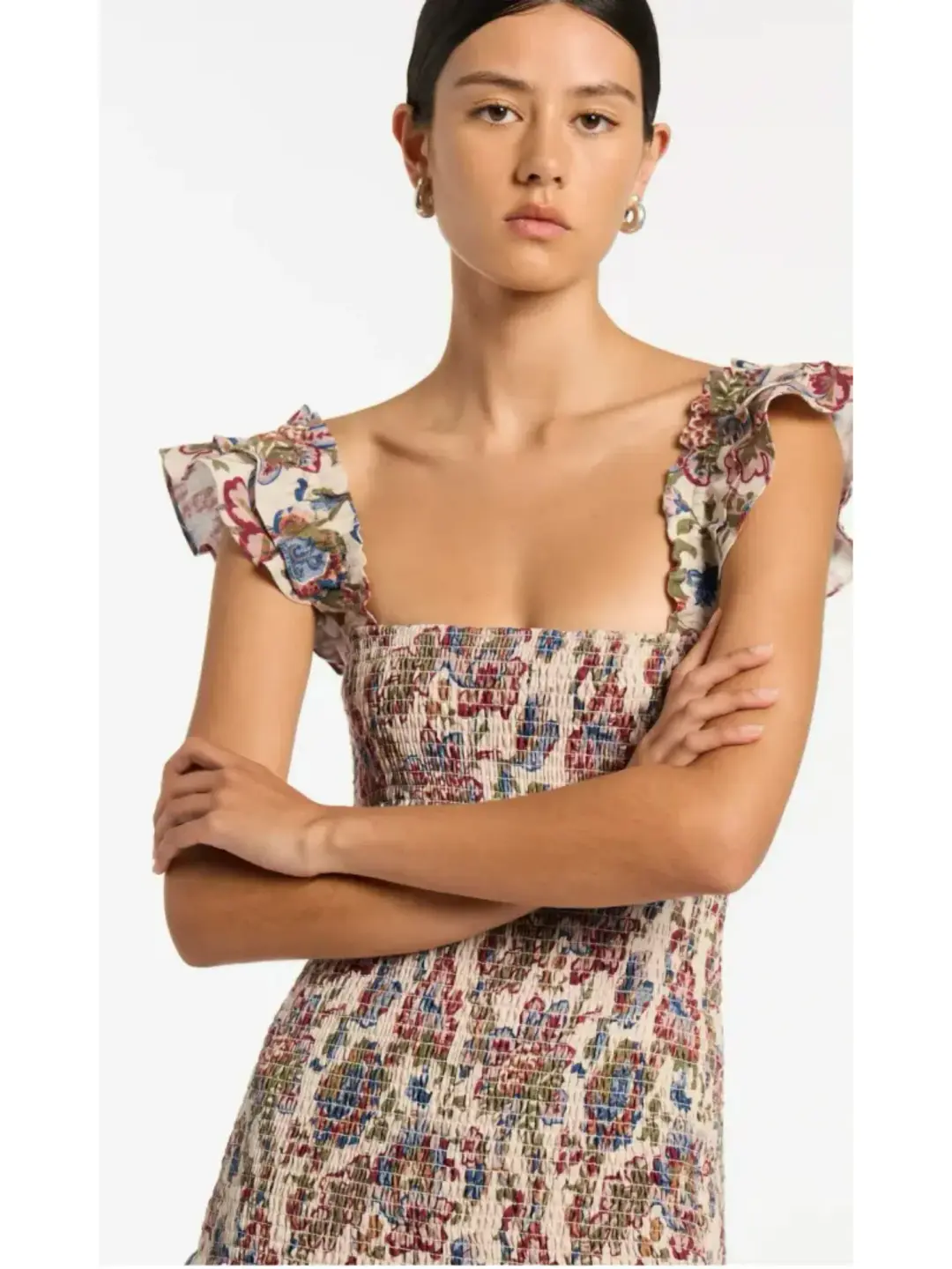 Sir The Label Bettina Shirred Mini Dress Wiltshire Floral Size 1 / AU 8 for rent on The Volte - main image