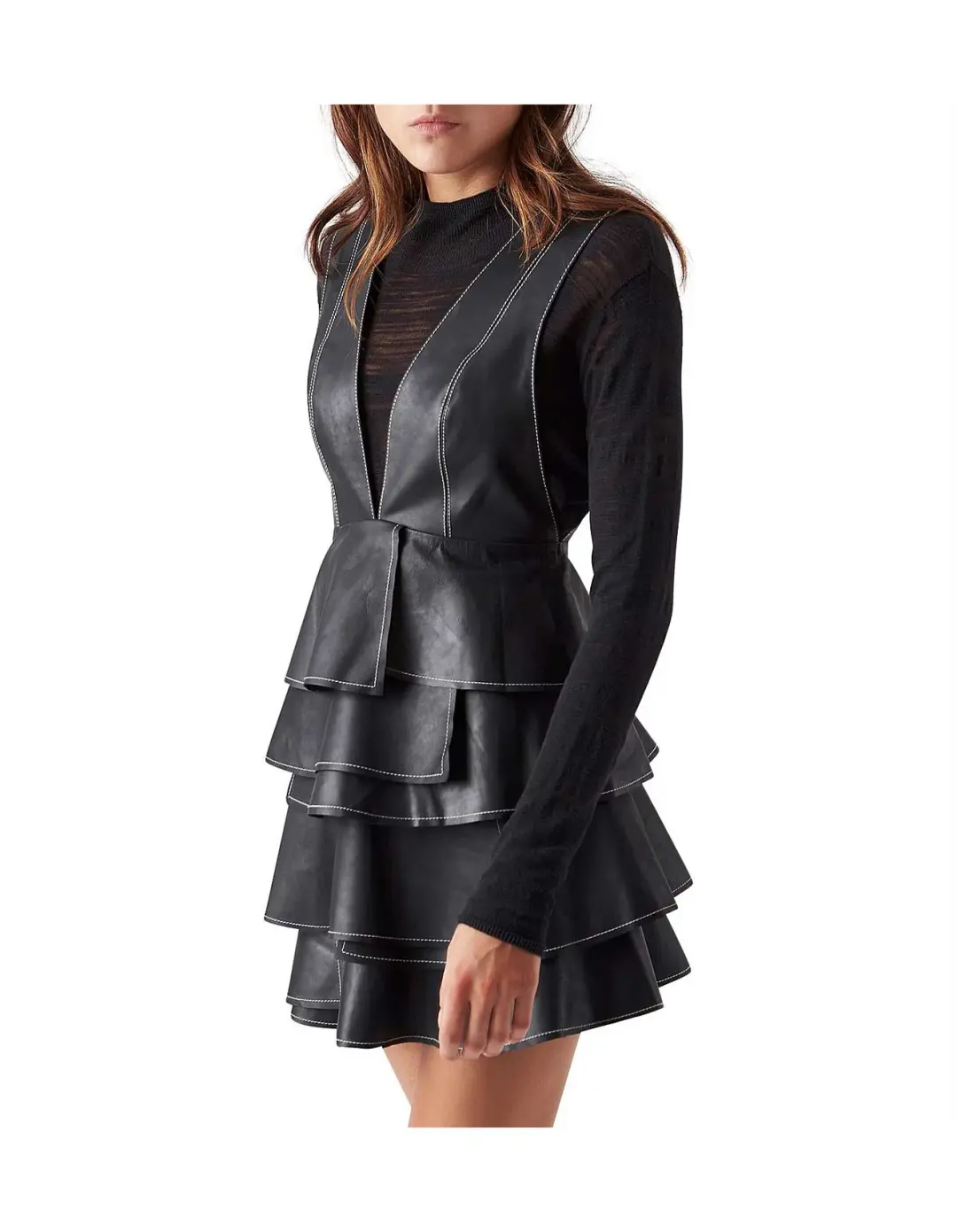 Aje Banksia Leather Dress Black Size 8 for rent on The Volte - main image