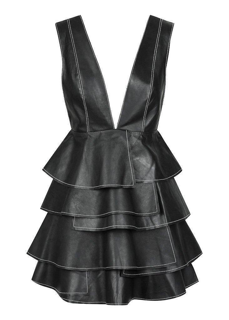 Aje Banksia Leather Dress Black Size 8 for rent on The Volte - main image
