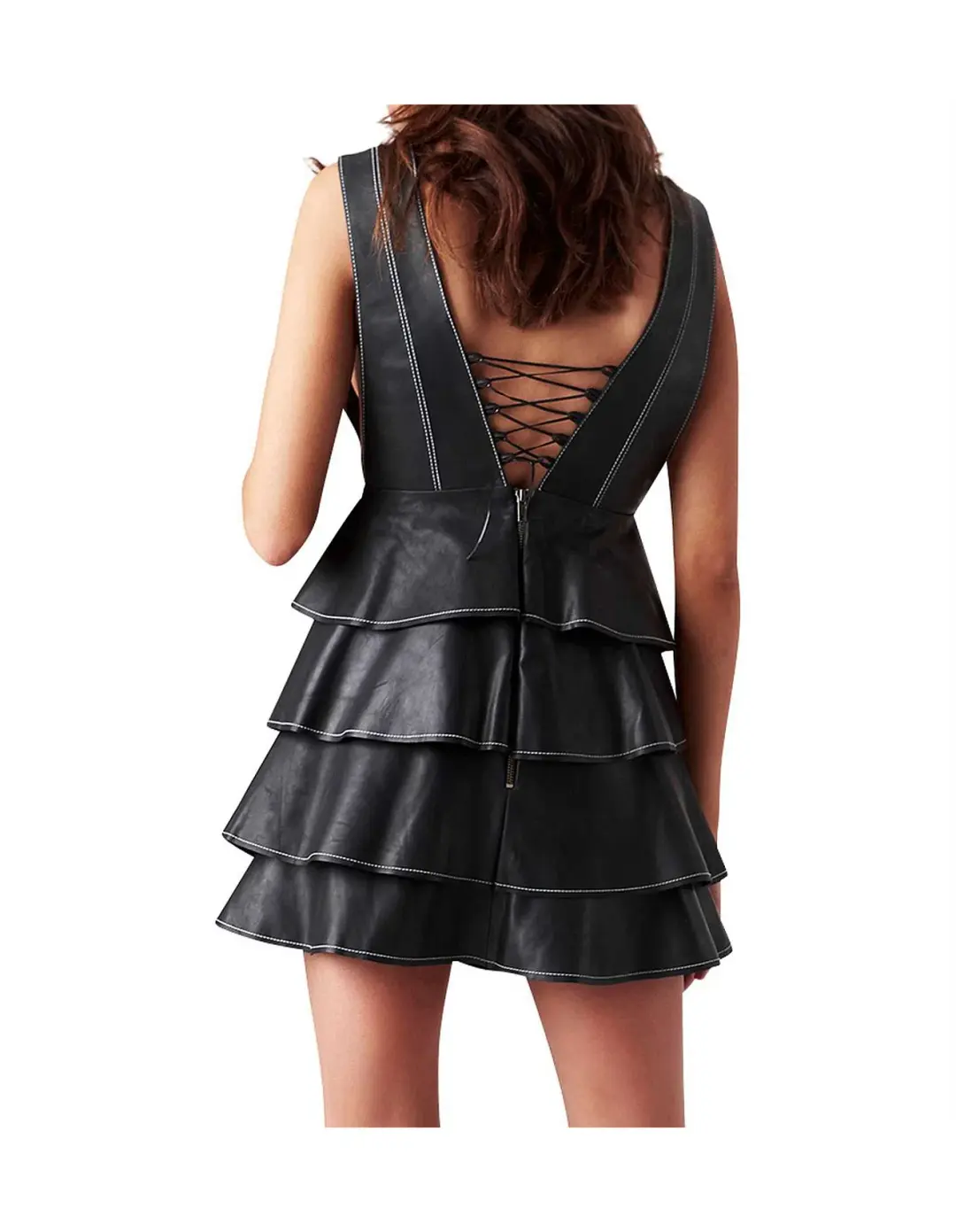 Aje Banksia Leather Dress Black Size 8 for rent on The Volte - main image