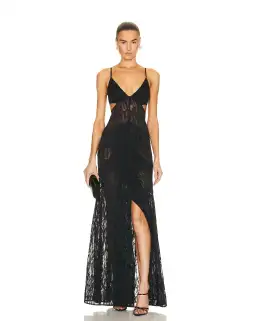 Dion Lee Fork Frame Leaf Dress Black Size 12