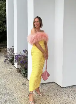 Rachel Gilbert Zion Midi Dress Yellow Size 10 for rent on The Volte - image 1