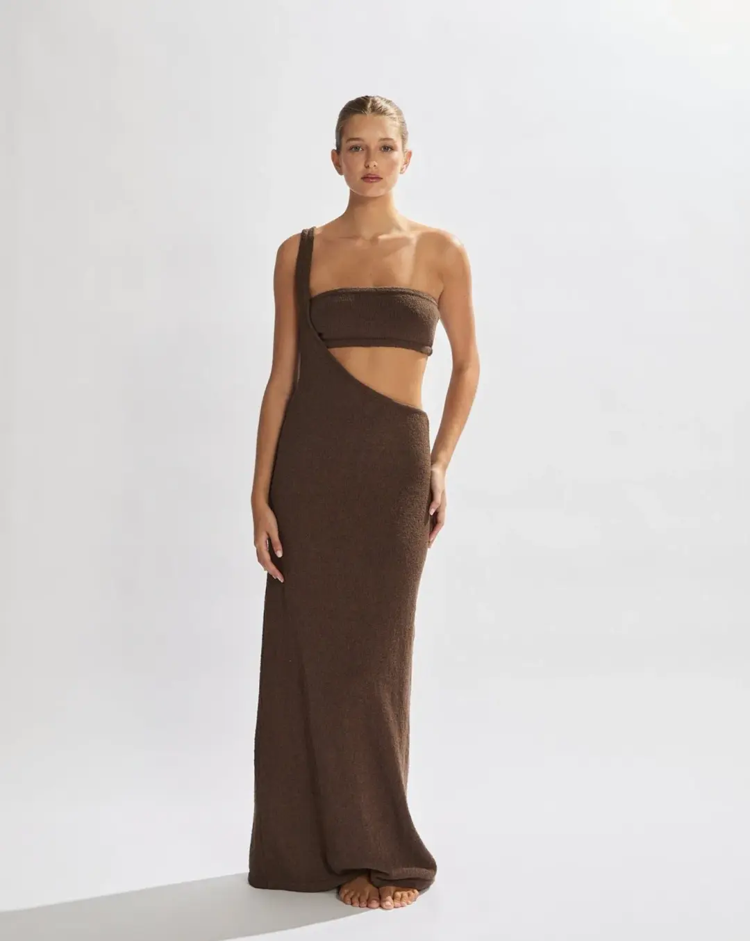 One Mile Solei Knit Maxi Dress Brown Size S / AU 8 for rent on The Volte - main image