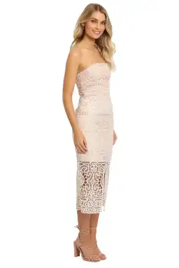 Nicholas Blush Geo Floral Lace Strapless Dress Pink Size 6 for rent on The Volte - image 2