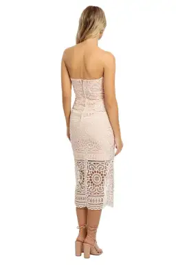 Nicholas Blush Geo Floral Lace Strapless Dress Pink Size 6 for rent on The Volte - image 3