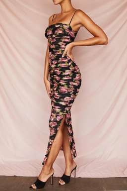 House of CB Fornanina Organza Mesh Maxi Dress Black Floral Size 8 for rent on The Volte - image 2
