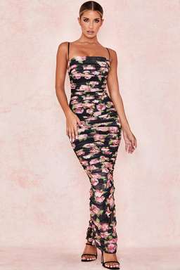 House of CB Fornanina Organza Mesh Maxi Dress Black Floral Size 8 for rent on The Volte - image 1