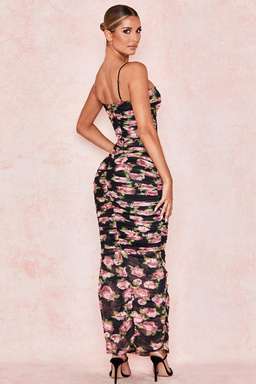 House of CB Fornanina Organza Mesh Maxi Dress Black Floral Size 8 for rent on The Volte - image 3