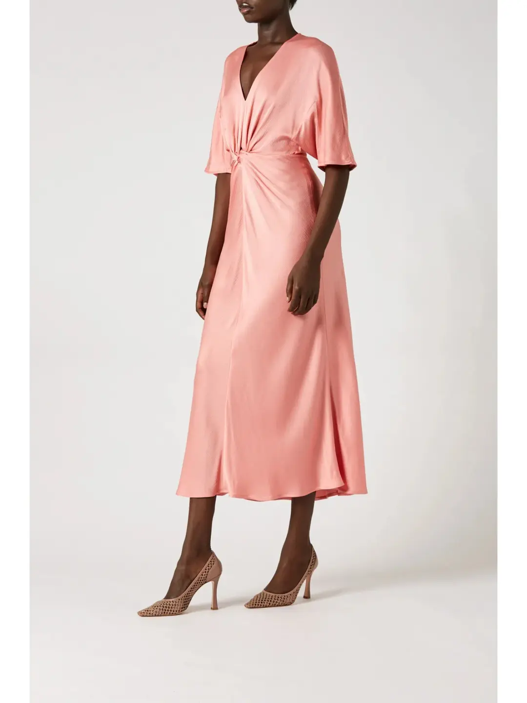 Scanlan Theodore Cocoon Turban Twist Dress Coral Size AU 10 for rent on The Volte - main image