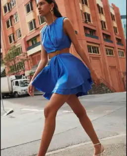 Aje Holt Cut Out Ring Mini Dress Blue Size 8 for rent on The Volte - image 4