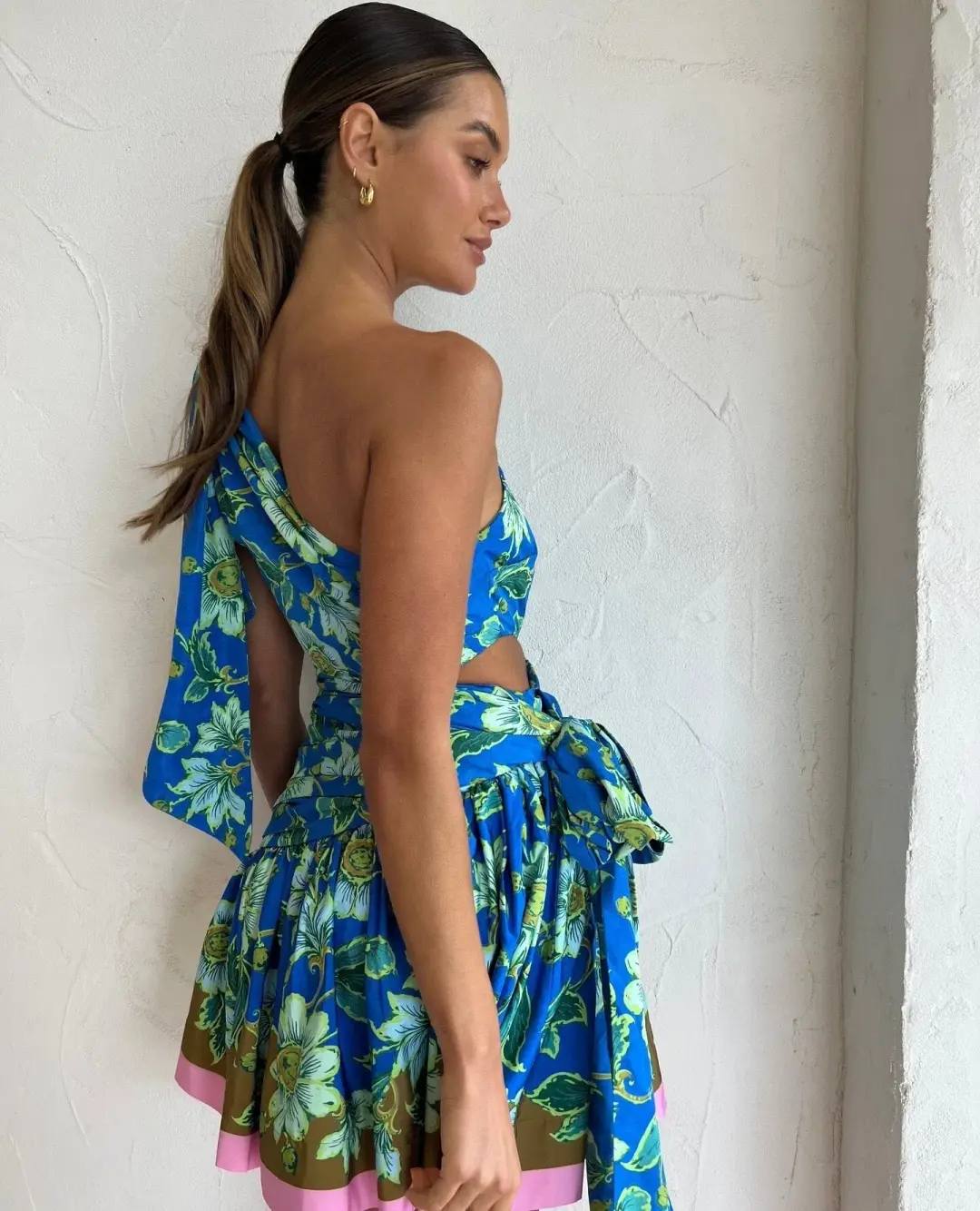 Alemais Winnie One Shoulder Mini Dress Blue/Floral Size 10 for rent on The Volte - main image