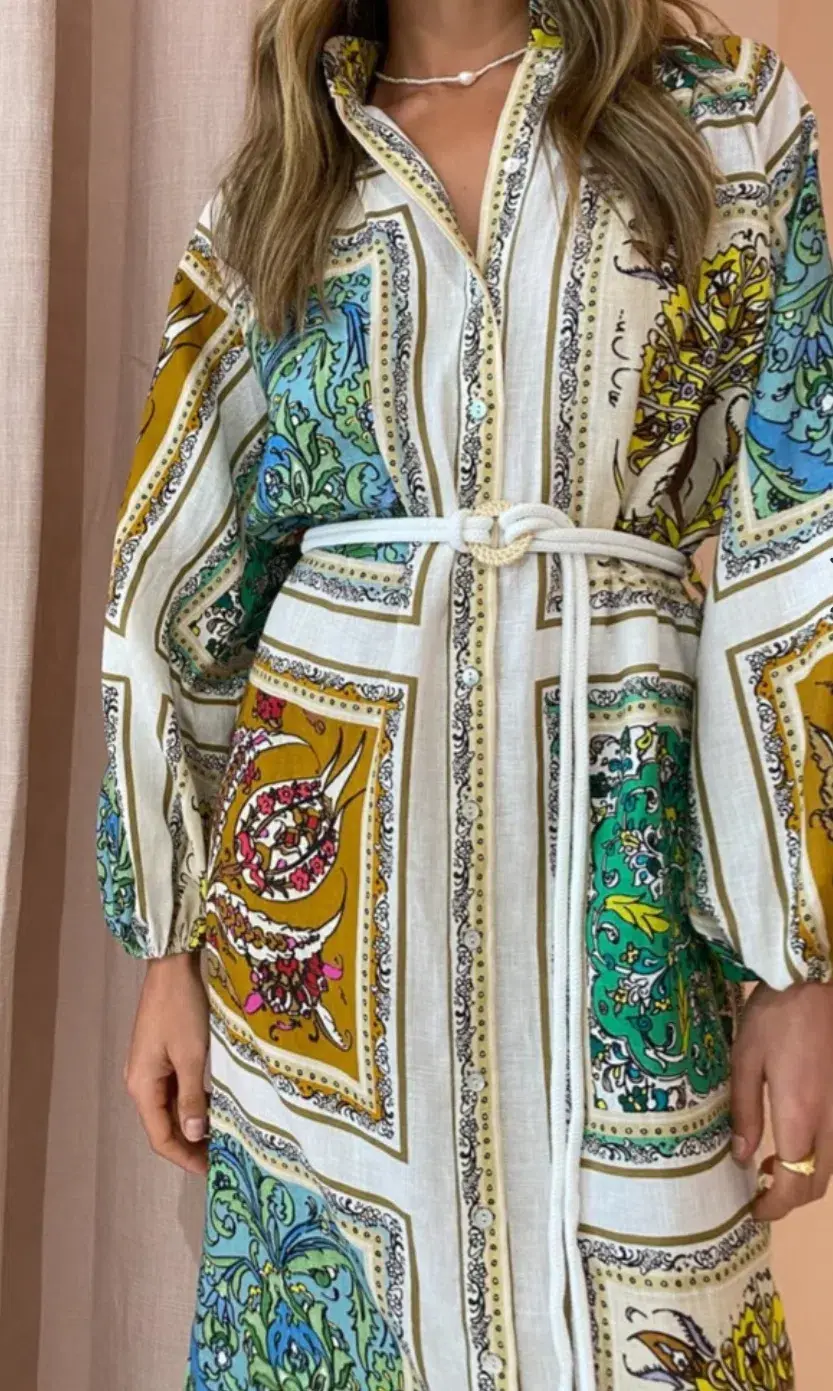 Alemais Delphine Shirtdress Multi Size 8 for rent on The Volte - main image