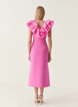 Aje Transcendent Ruffle Midi Dress Cerise Pink Size S / AU 8 for rent on The Volte - image 3