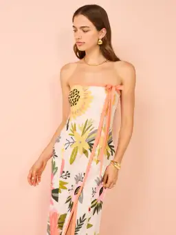 By Nicola Claudia Strapless Wrap Maxi Dress Potpourri/Melon Size 8 for rent on The Volte - image 4