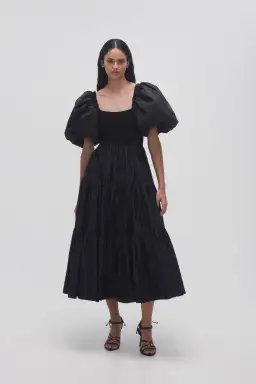 Aje Casa Puff Sleeve Midi Dress Black Size 16 for rent on The Volte - image 1