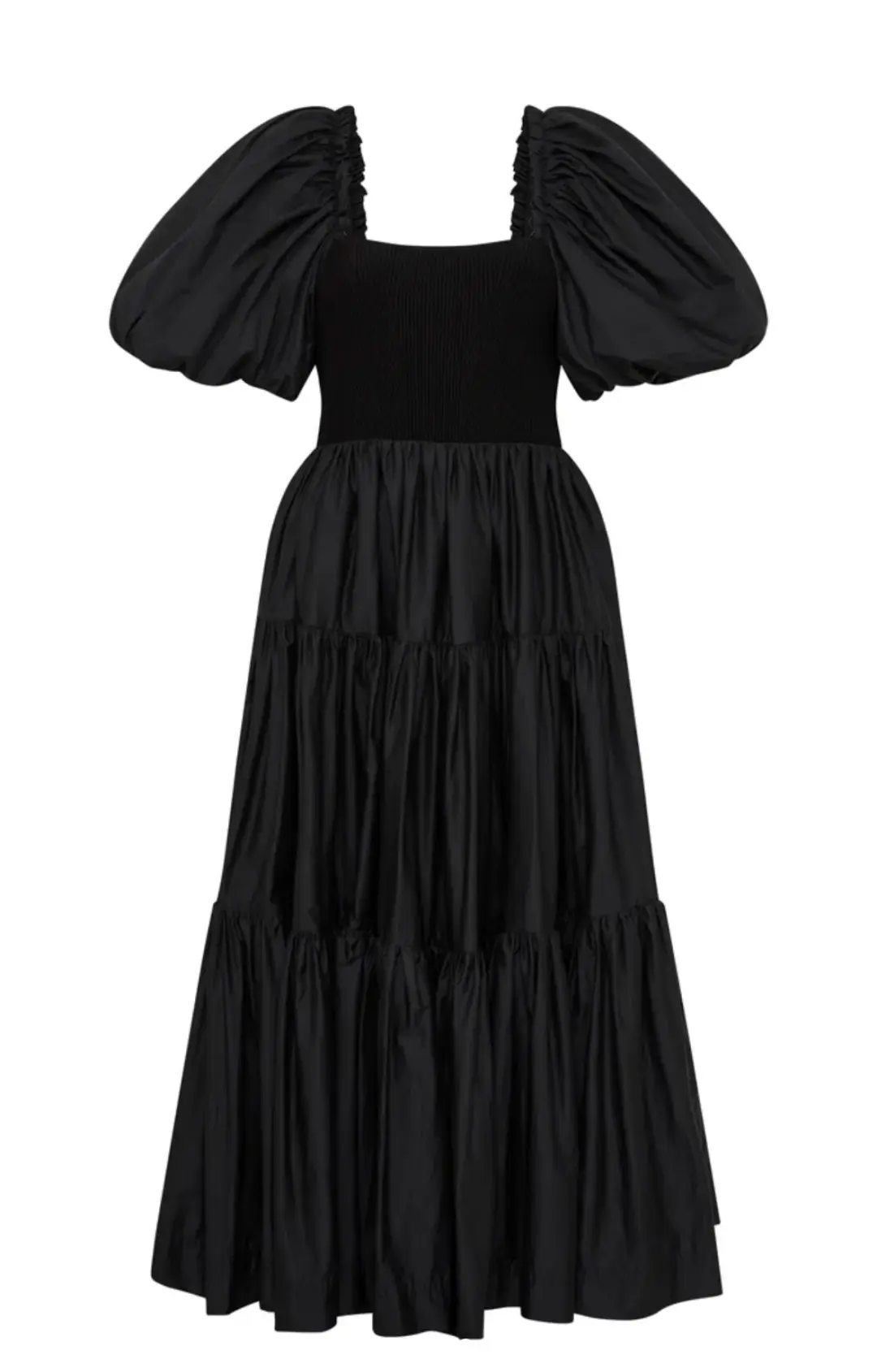 Aje Casa Puff Sleeve Midi Dress Black Size 16 for rent on The Volte - main image