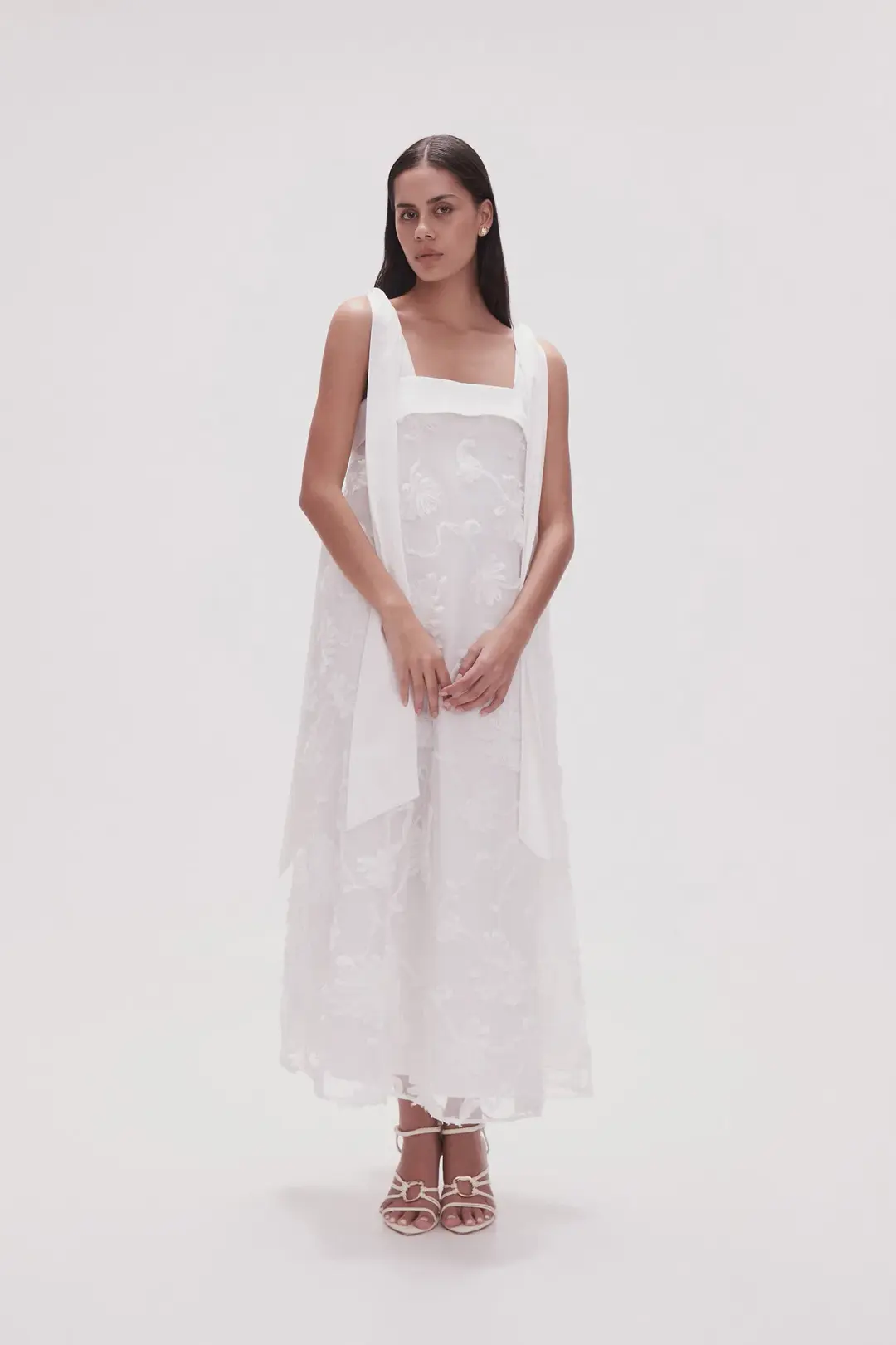 Aje Ursula Midi Dress Ivory Size 14 for rent on The Volte - main image