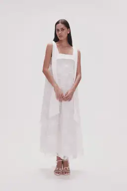 Aje Ursula Midi Dress Ivory Size 14 for rent on The Volte - image 1