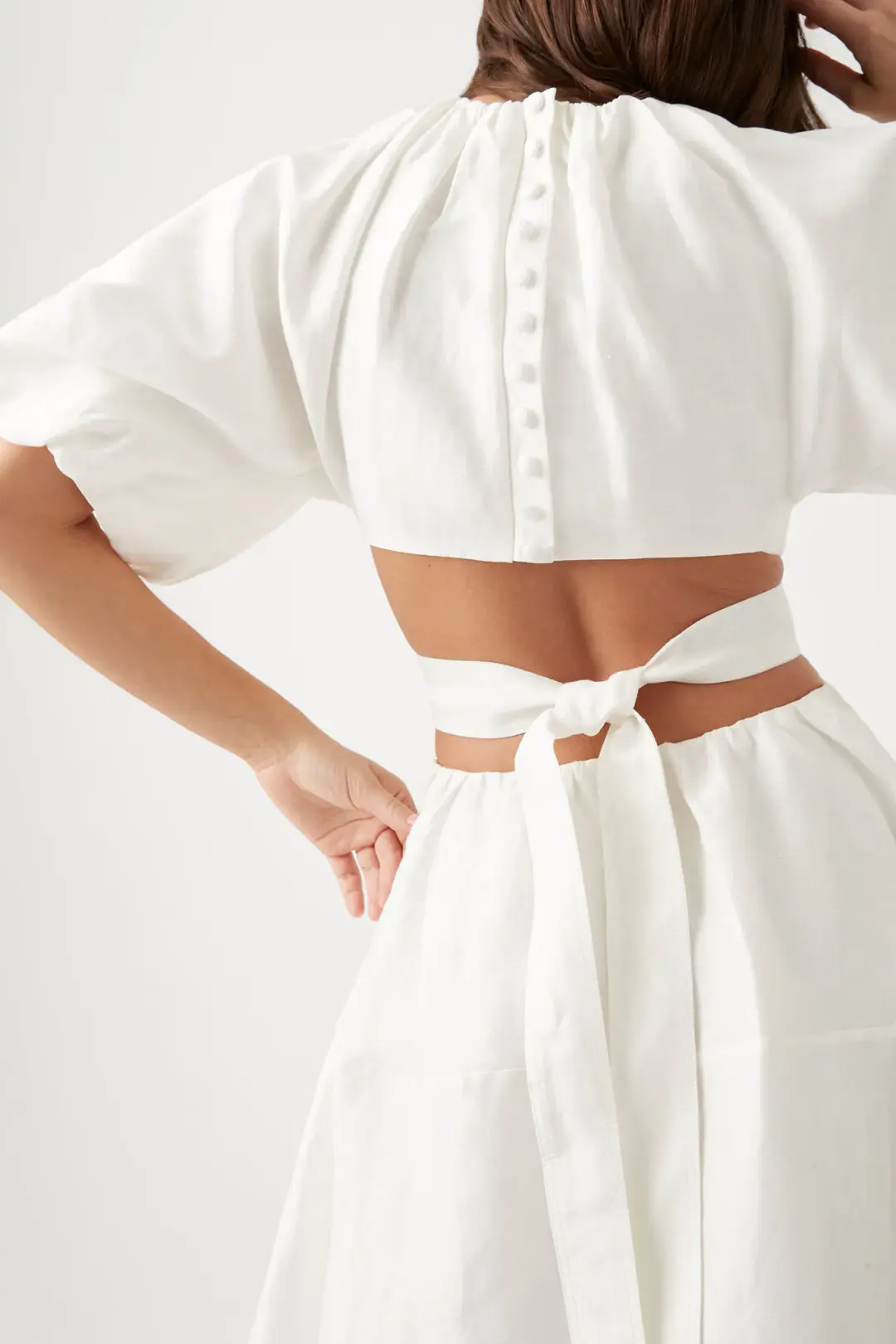 Aje Mimosa Cut Out Midi Dress Ivory Size 16 for rent on The Volte - main image