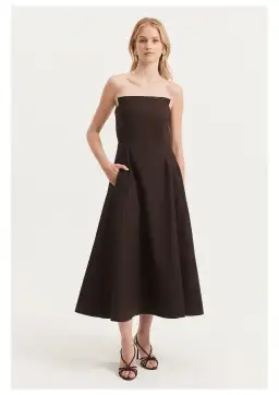 Country Road Strapless Fit and Flare Midi Dress Brown Size 10 for rent on The Volte - image 1