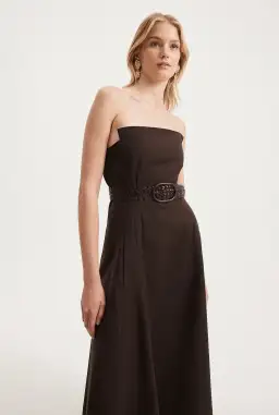Country Road Strapless Fit and Flare Midi Dress Brown Size 10 for rent on The Volte - image 2