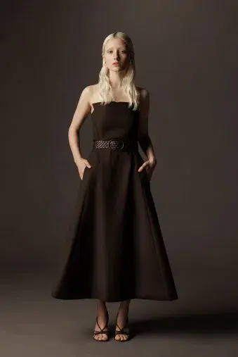 Country Road Strapless Fit and Flare Midi Dress Brown Size 10 for rent on The Volte - main image