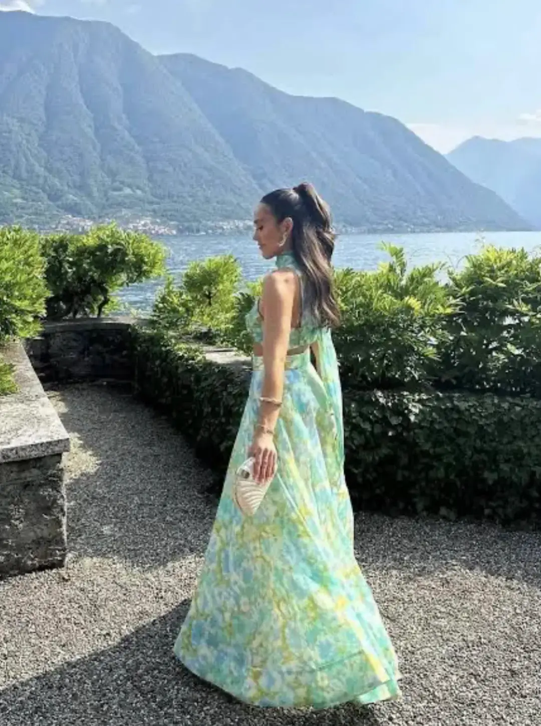 Zimmermann High Tide Twist Crop Bodice Size 3 / AU 14 & Maxi Skirt Size 2 / AU 12 Set in Aqua Ikat Floral for rent on The Volte - main image