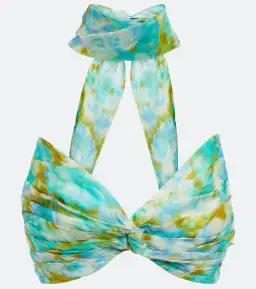 Zimmermann High Tide Twist Crop Bodice Size 3 / AU 14 & Maxi Skirt Size 2 / AU 12 Set in Aqua Ikat Floral for rent on The Volte - image 9