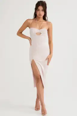 House of CB Georgia Crystal Satin and Lace Dress Pink Size S / AU 8