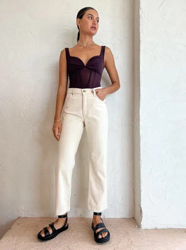 Viktoria and Woods Theta Bustier Corset Top in Oxblood Deep Burgundy Size 1 /AU 8 for rent on The Volte - main image