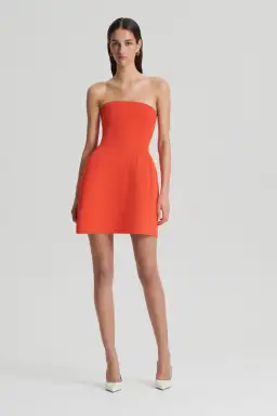 Scanlan Theodore Crepe Knit Peplum Strapless Dress Crayon Size M/ AU 10 for rent on The Volte - image 1