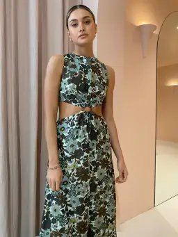 Sir the Label Constantine Cut Out Midi Dress Floral Size 3 / AU 12 for rent on The Volte - image 2