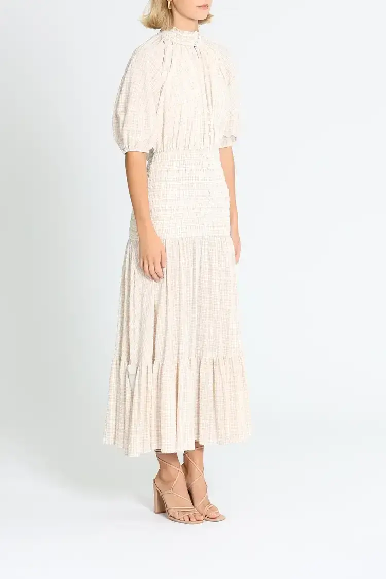 Significant Other Freya Dress in Almond Check Size 8 for rent on The Volte - main image