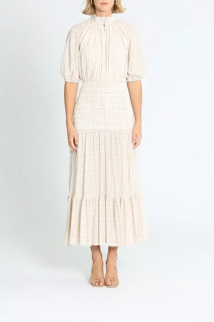 Significant Other Freya Dress in Almond Check Size 8 for rent on The Volte - main image