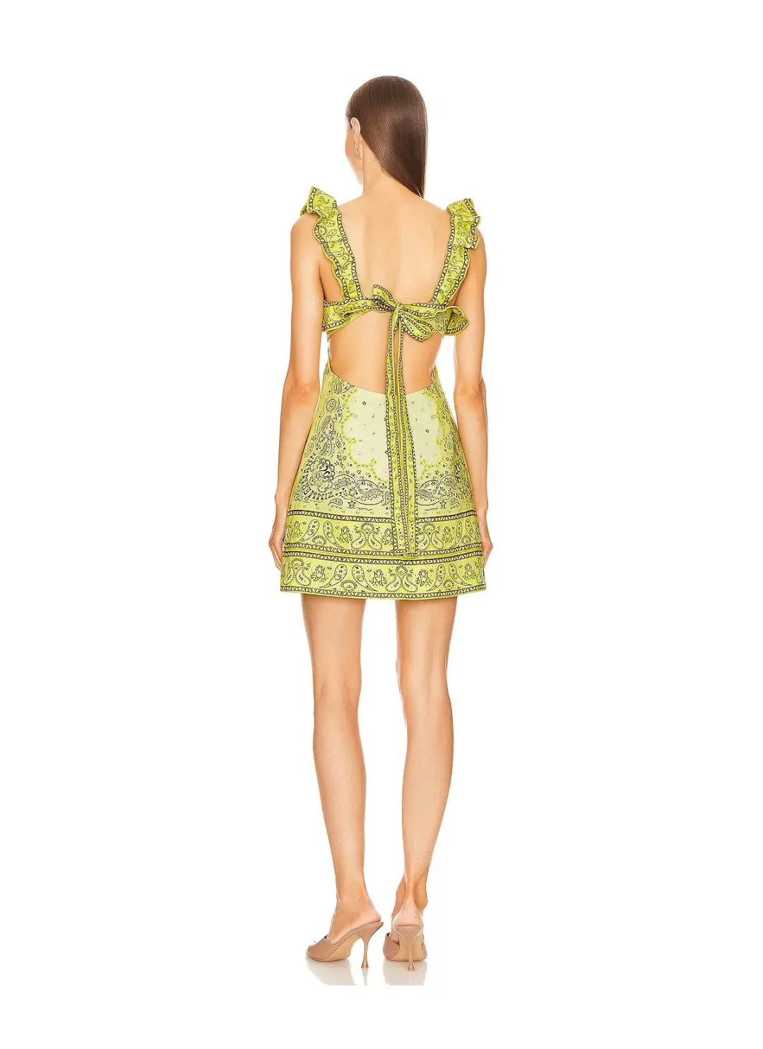 Zimmermann Matchmaker Frilled Mini Dress in Yellow Bandana Size 2/ AU 12 for rent on The Volte - main image