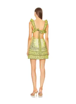 Zimmermann Matchmaker Frilled Mini Dress in Yellow Bandana Size 2/ AU 12 for rent on The Volte - image 3